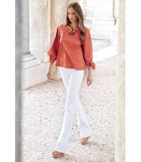 Blusa Naranja Nudos Dismero Mujer