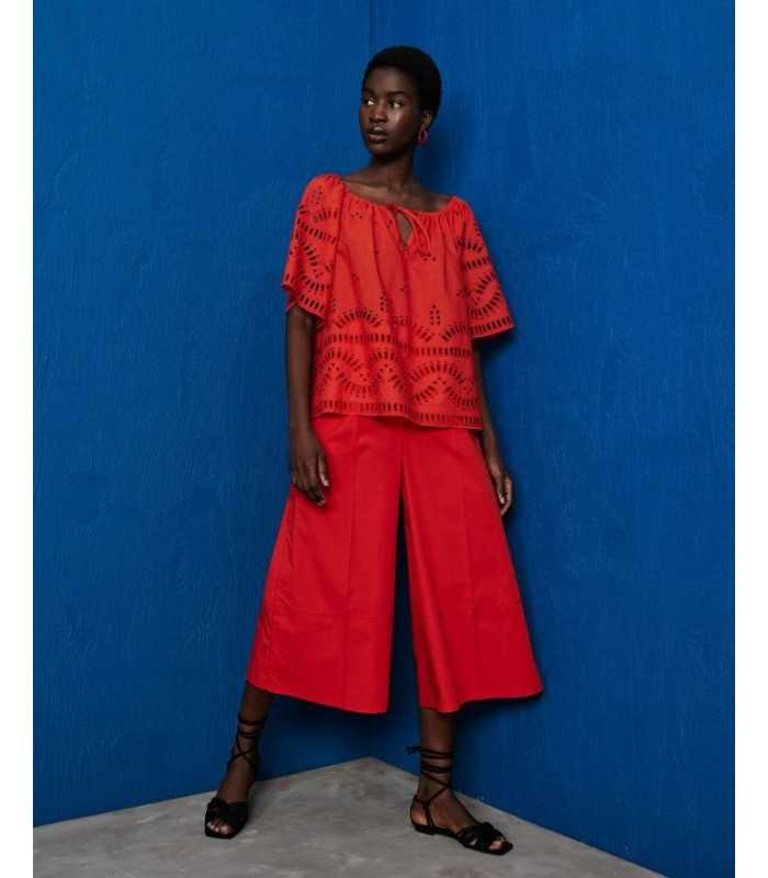 Pantalón Rojo Ancho Sfizio Mujer