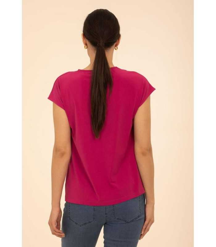 Camiseta Fucsia Tachas Anna Mora Mujer