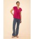 Camiseta Fucsia Tachas Anna Mora Mujer