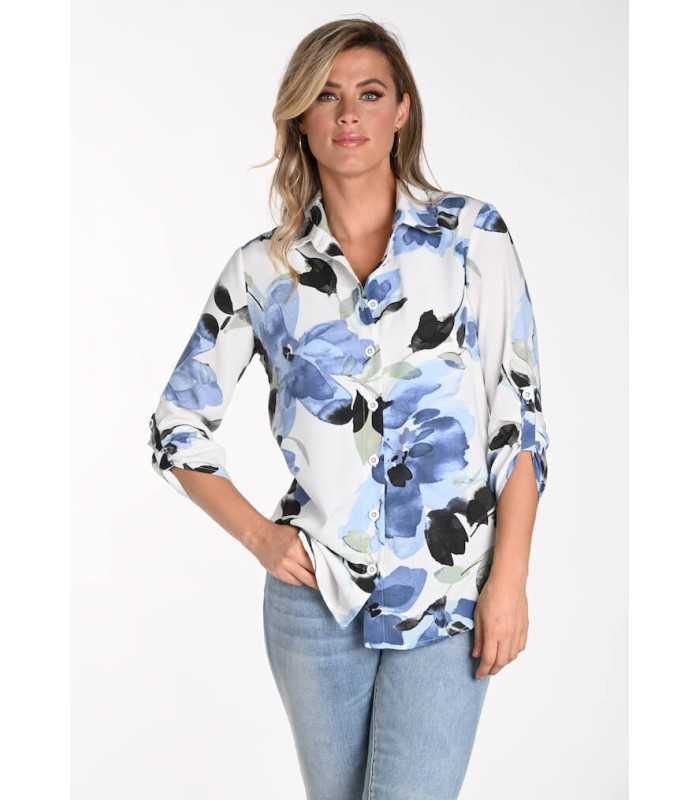Camisa Flores Azules Frank Lyman Mujer