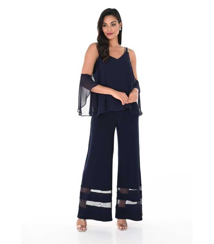 Pantalón Marino Transparencias Frank Lyman Mujer