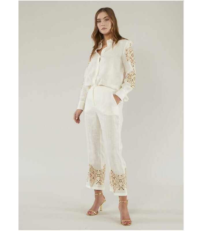 Camisa Lino Bordada Elena Miro Mujer