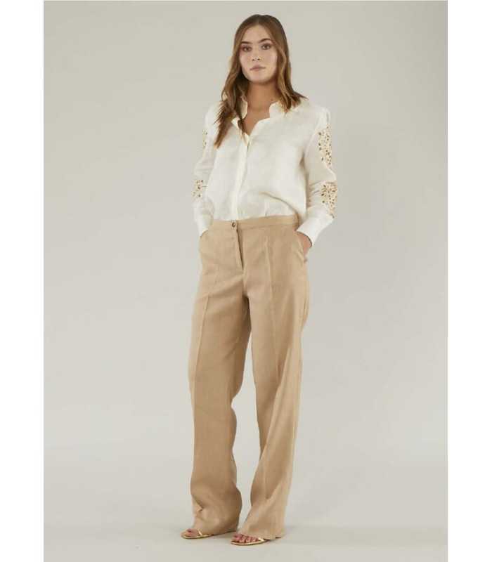 Camisa Lino Bordada Elena Miro Mujer