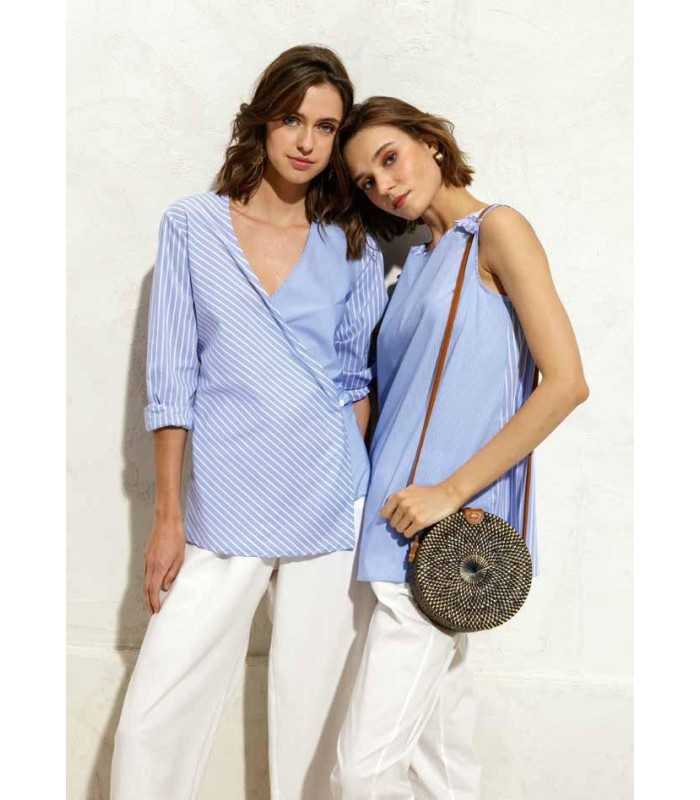 Top Algodón Azul Maria Bellentani Mujer