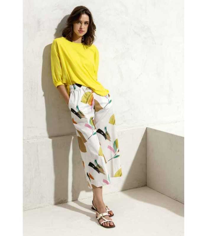 Pantalón Algodón Estampado Maria Bellentani Mujer