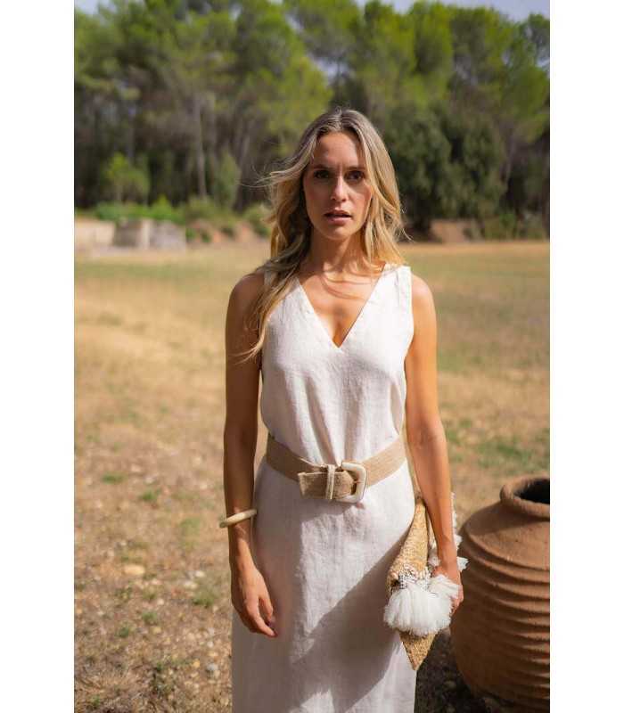 Vestido Marino Lino Trovels Mujer
