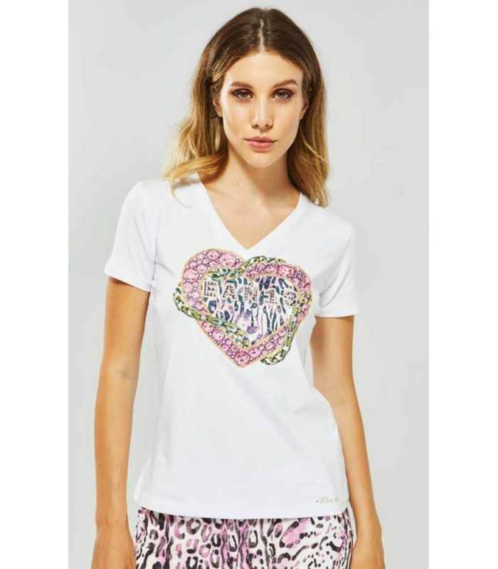 Camiseta Blanca Corazón Ean13 Mujer