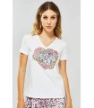 Camiseta Blanca Corazón Ean13 Mujer