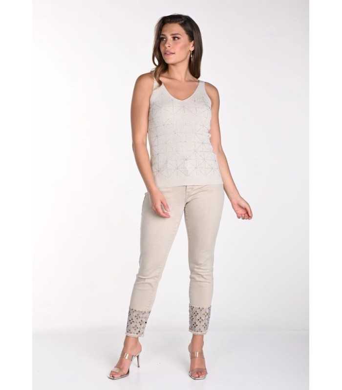 Pantalón Beige Vaquero Frank Lyman Mujer