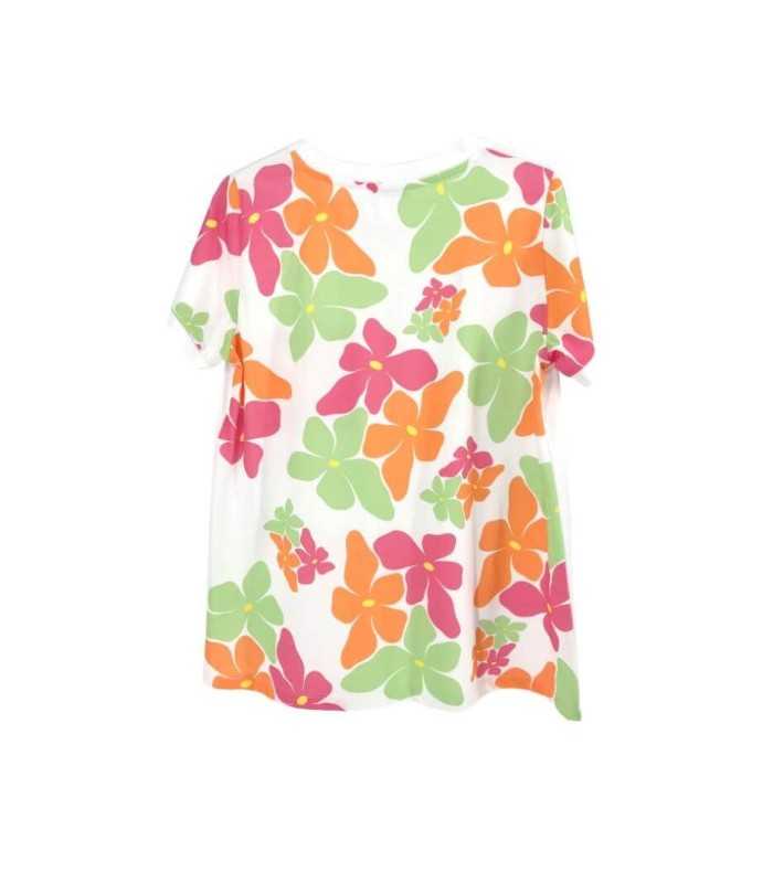 Camiseta Blanca Flores Pisonero Mujer