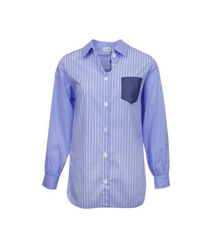 Camisa Rayas Azules Maria Bellentani Mujer