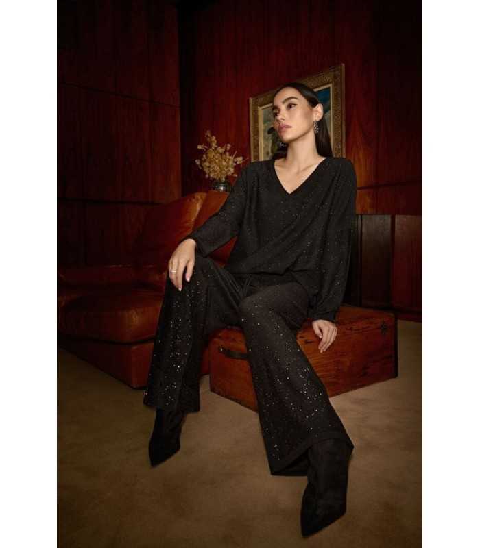 Pantalón Punto Negro Lentejuelas Joseph Ribkoff Mujer