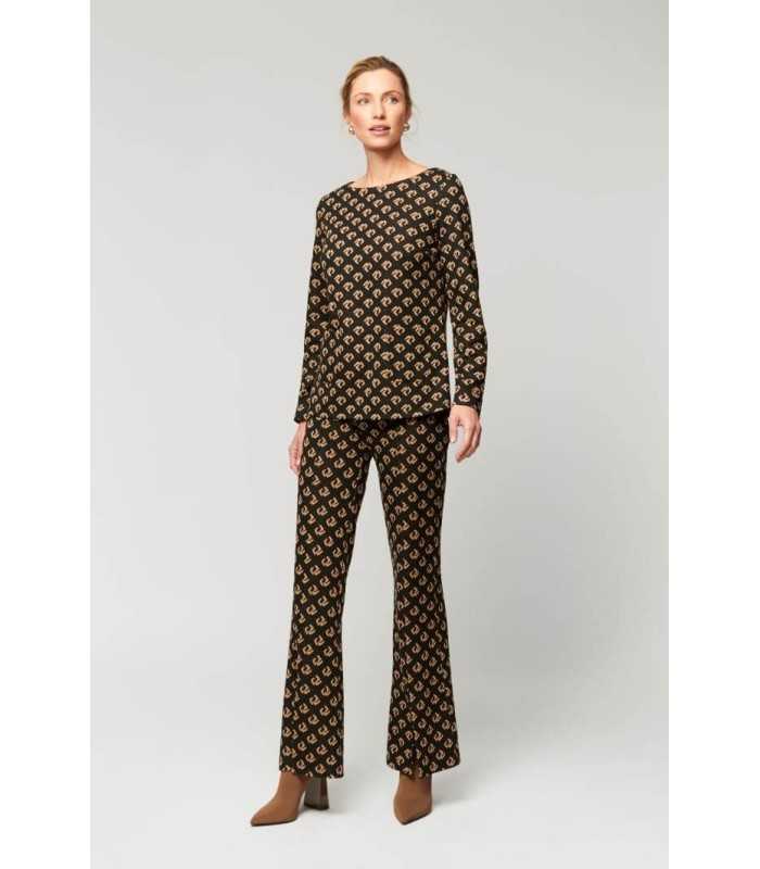 Pantalón Negro Estampado Luis Civit Mujer