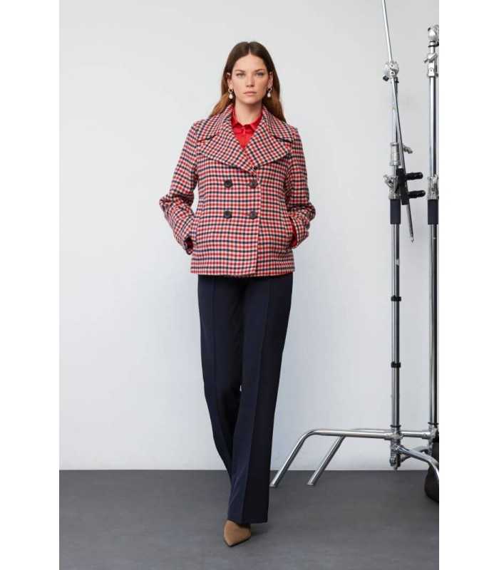 Chaquetón Estampado Cuadros Civit Mujer