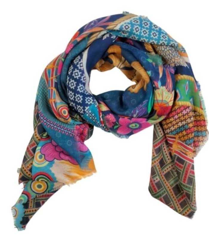 Chal Estampado Azules Noga Mujer