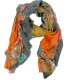 Chal Gris Naranja Estampado Noga Mujer
