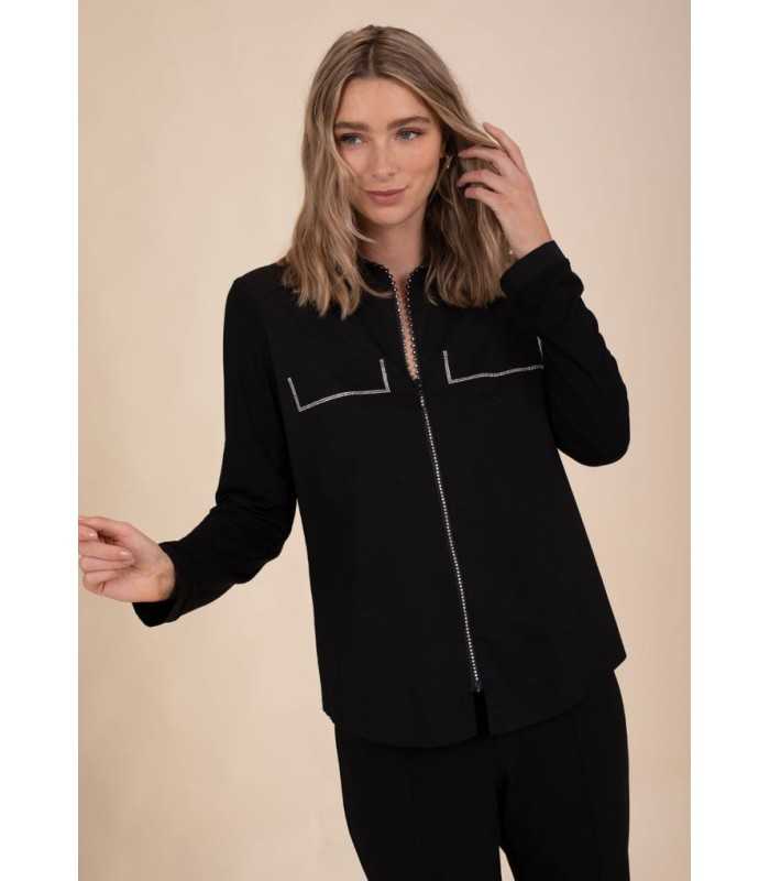 Camiseta Negra Brillantes Anna Mora Mujer