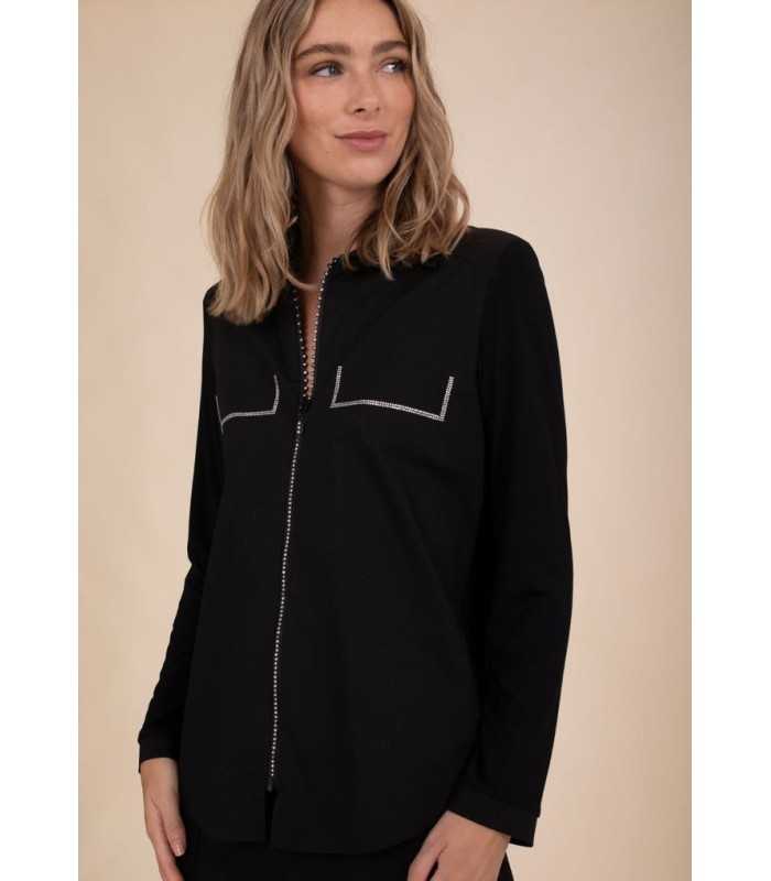 Camiseta Negra Brillantes Anna Mora Mujer