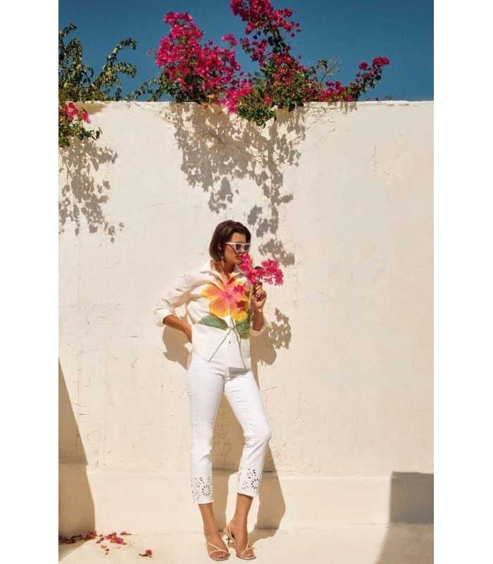 Pantalón Blanco Bordado Joseph Ribkoff Mujer