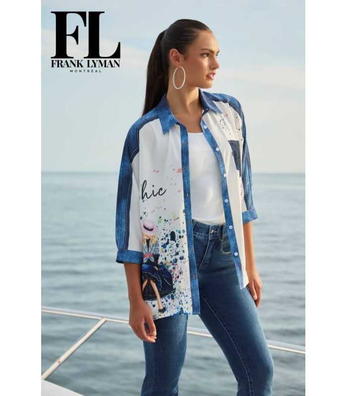 Blusón Camisero Estampado Frank Lyman Mujer
