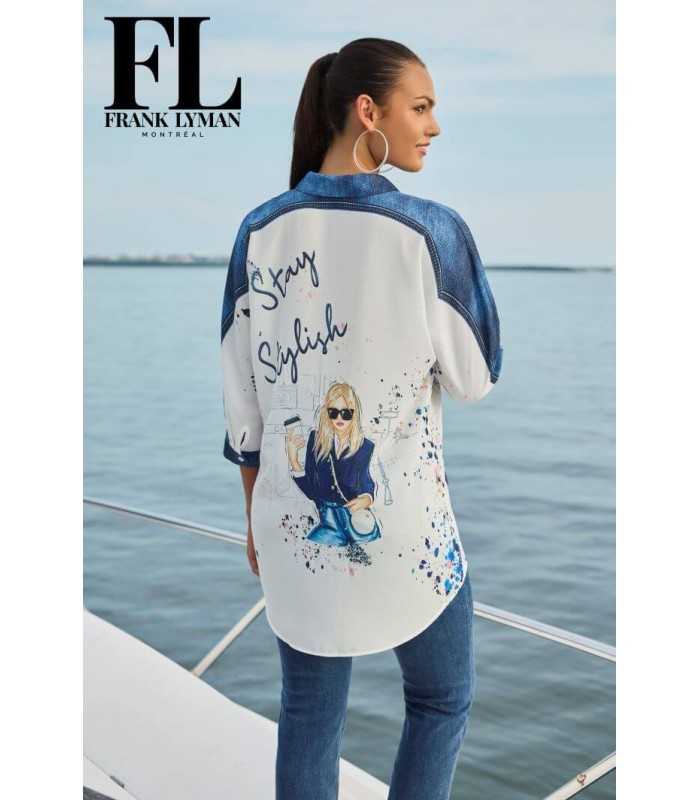 Blusón Camisero Estampado Frank Lyman Mujer
