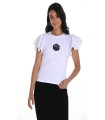 Camiseta Blanca Volantes Frank Lyman Mujer