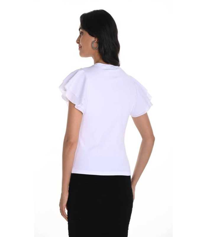 Camiseta Blanca Volantes Frank Lyman Mujer
