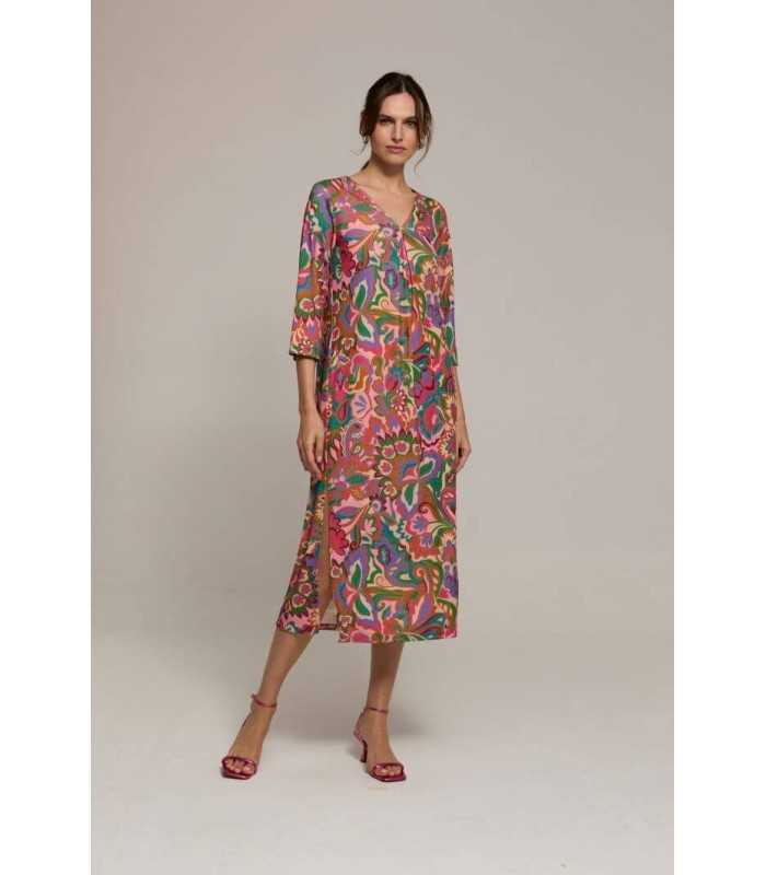 Vestido Estampado Fucsia Luis Civit Mujer