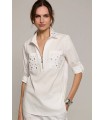 Camisa Blanca Tachuelas Luis Civit Mujer