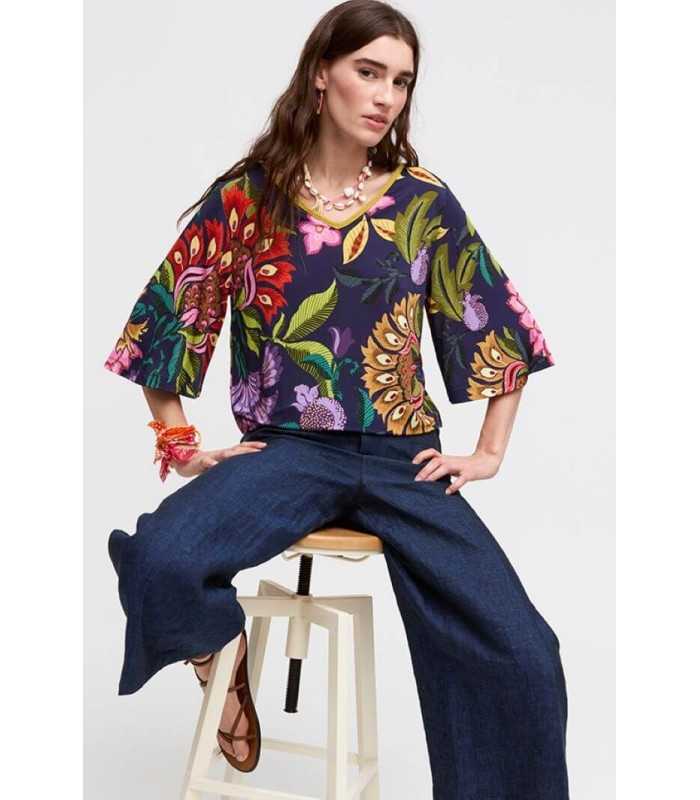 Top Marino Estampado Aldo Martins Mujer