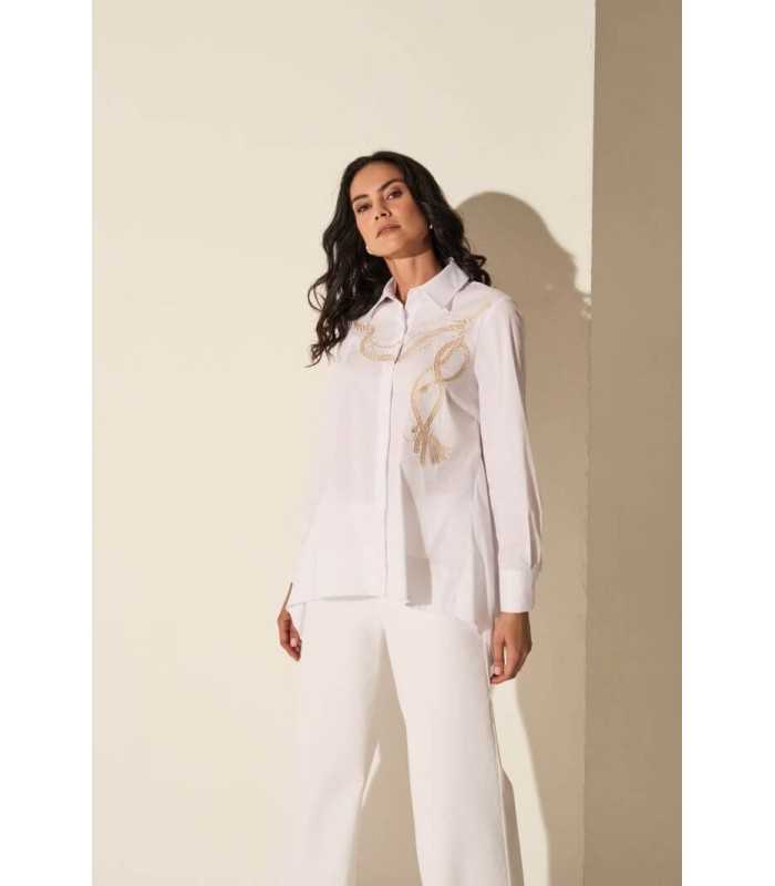 Camisa Blanca Cordón Piero Moretti Mujer