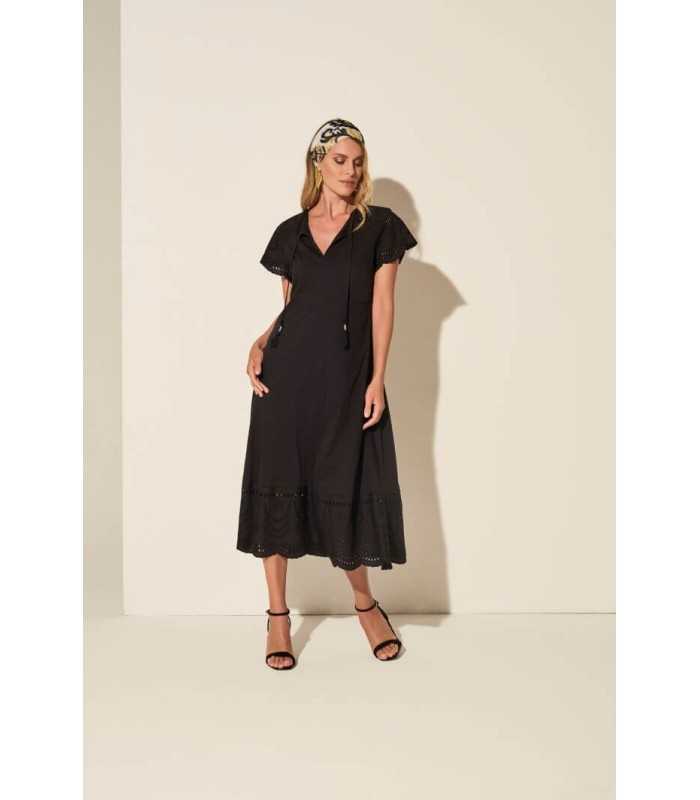 Vestido Negro Calado Piero Moretti Mujer