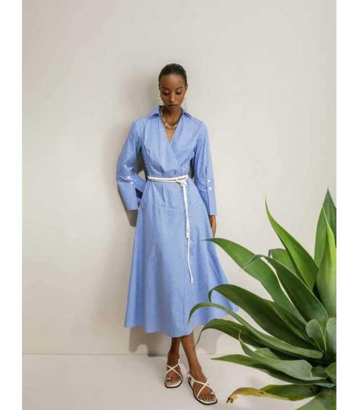 Vestido Cruzado Rayas Maria Bellentani Mujer