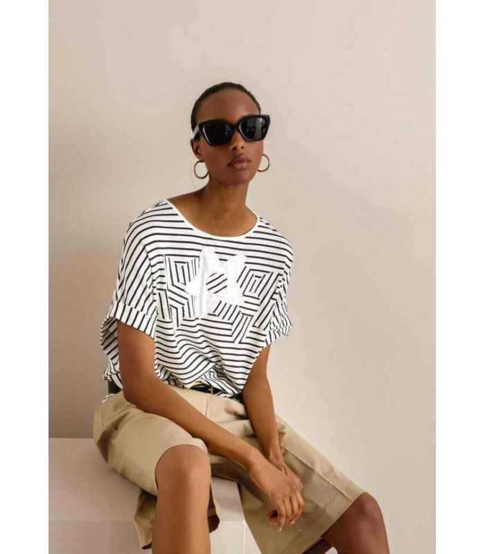 Camiseta Rayas Flor Maria Bellentani Mujer