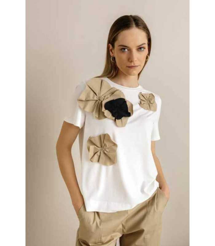 Camiseta Flores Tela Maria Bellentani Mujer