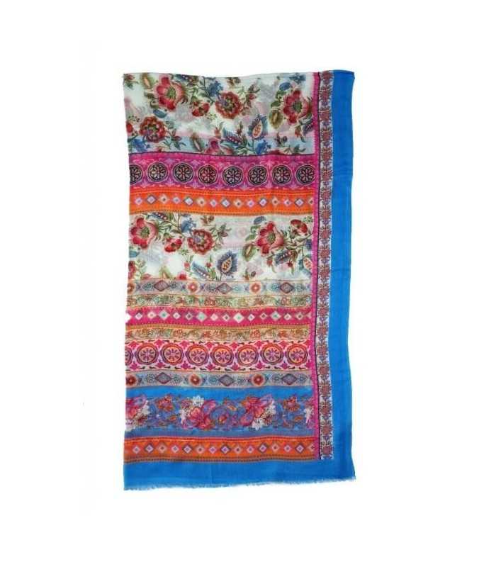 Fular Azul Flores Noga Mujer