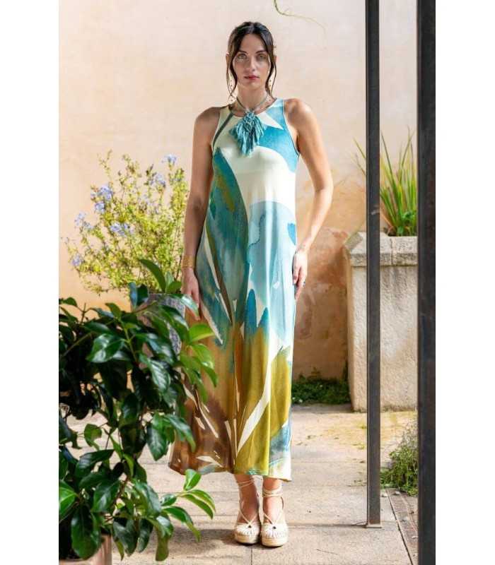 Vestido Azul Estampado Trovels Mujer