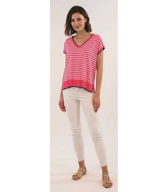 Top Rayas Manga Caída Trovels Mujer