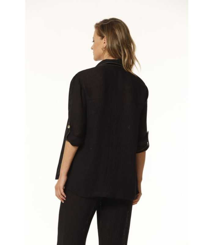 Chaqueta Lino Negra Oky Mujer