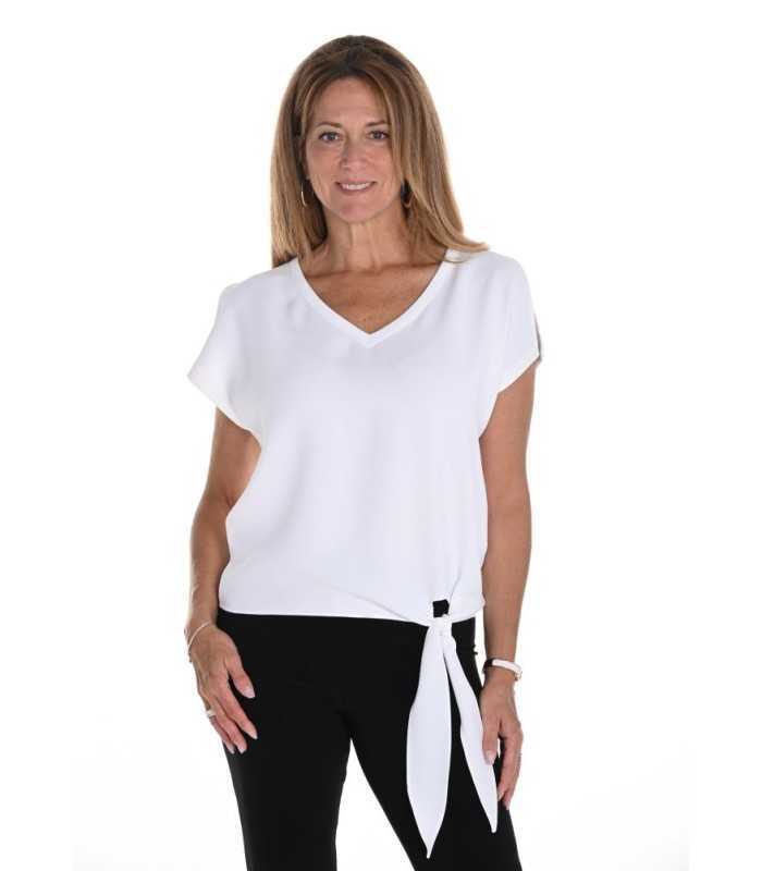 Blusa Blanca Nudo Frank Lyman Mujer
