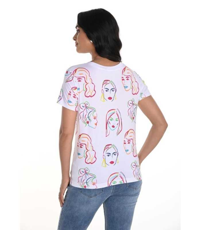 Camiseta Blanca Caras Frank Lyman Mujer