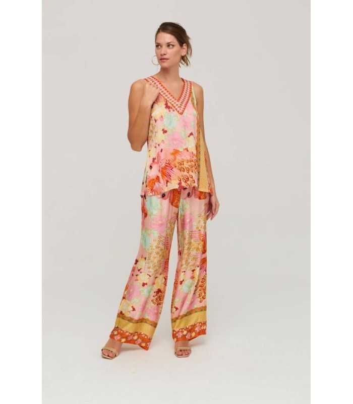 Pantalón Rosa Estampado Civit Mujer