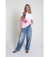 Camiseta Blanca Flor Pisonero Mujer
