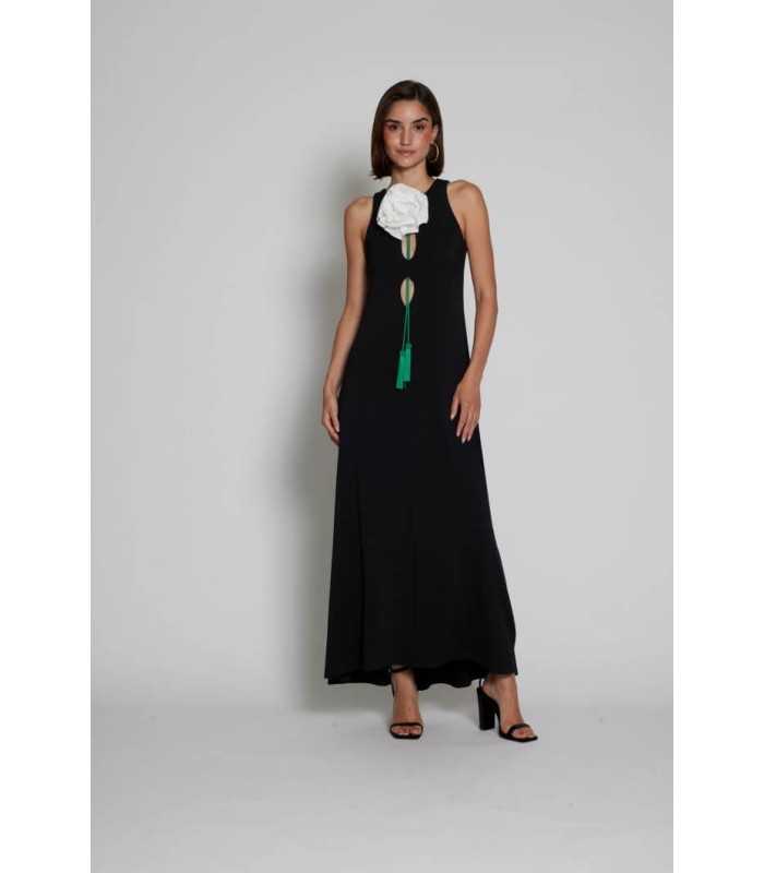 Vestido Negro Flor Moskada Mujer