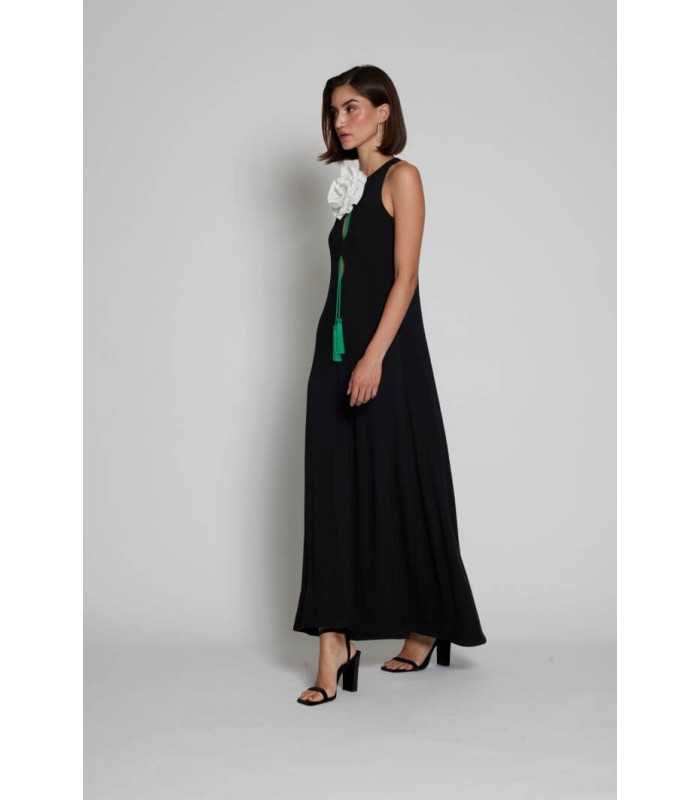 Vestido Negro Flor Moskada Mujer