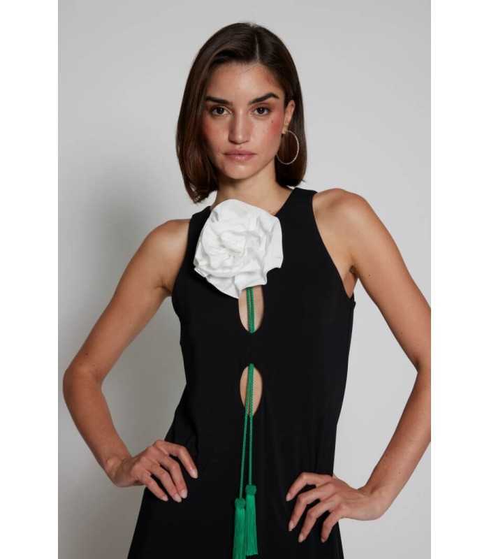 Vestido Negro Flor Moskada Mujer