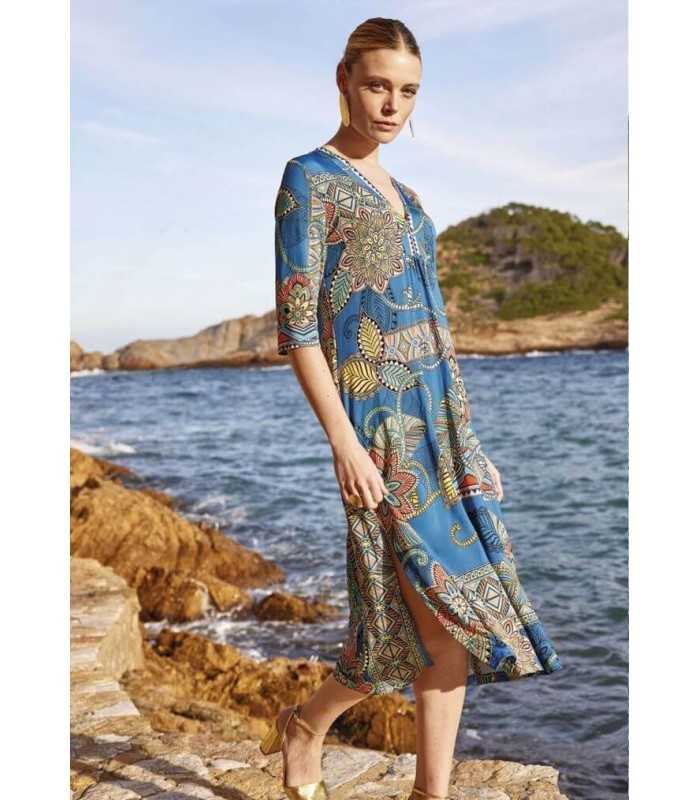 Vestido Estampado Étnico Anna Mora Mujer
