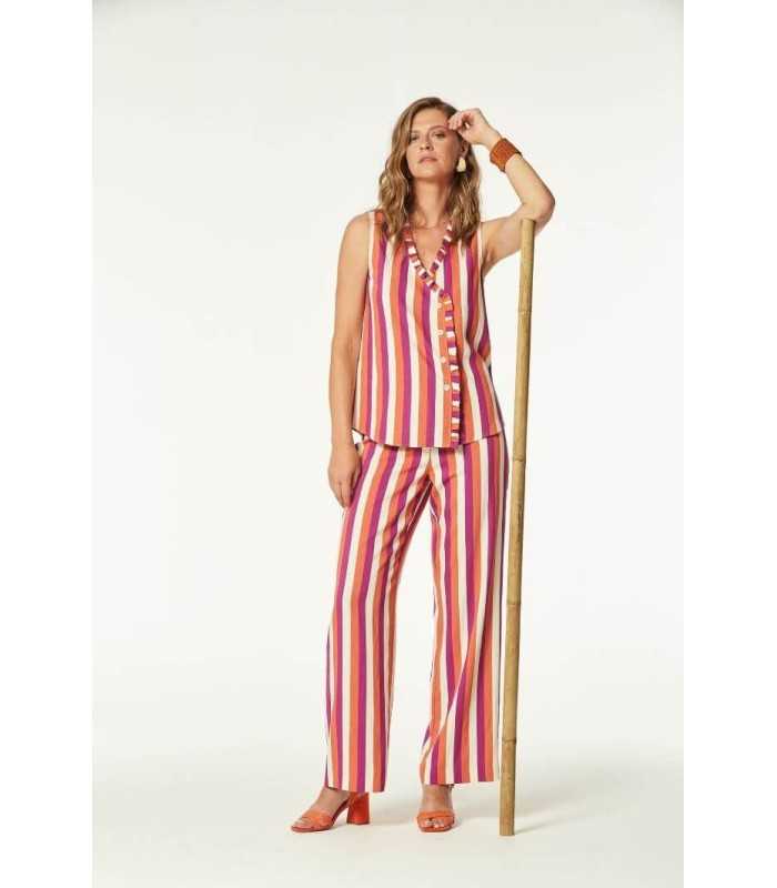 Pantalón Rayas Tricolor Oky Mujer