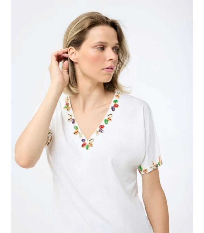 Camiseta Detalles Conchas Leo&ugo Mujer